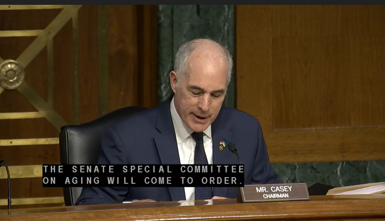 Senator Casey opening the Senate Special Committee on Aging hearing on guardianship.