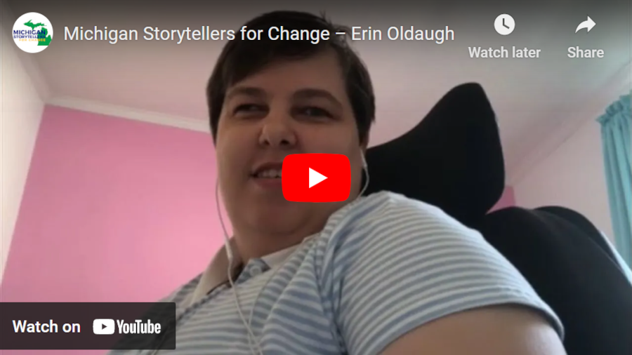 The YouTube thumbnail for the Erin Oldaugh video